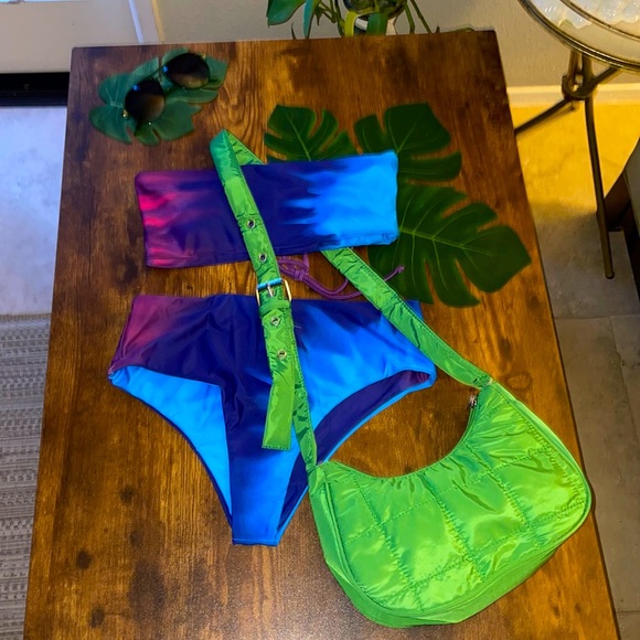 🌈🍯NWT - PINE Boutique 🏄‍♂️ Sexy Little Blue Moon Swim Suit - Picture 2 of 9